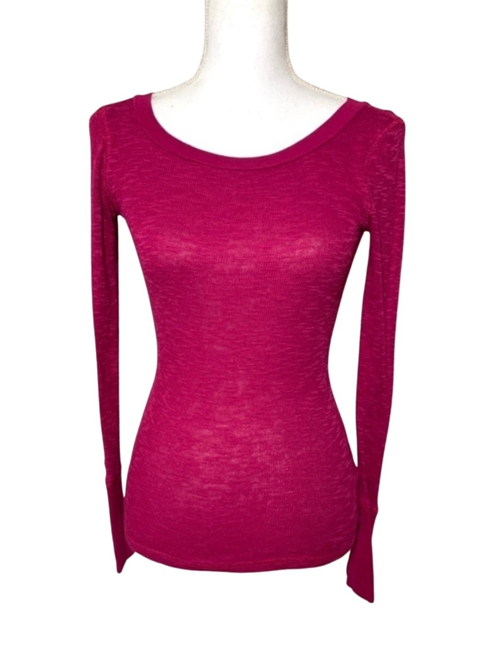 Planet Gold Women Long Sleeve Henley Top Fuschia Pink Size Medium